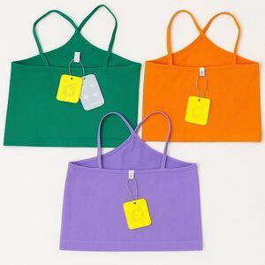 Lemonsky Criss Cross Cami Tops L 3-Pack Green Orange Purple NWT Nylon Spandex
